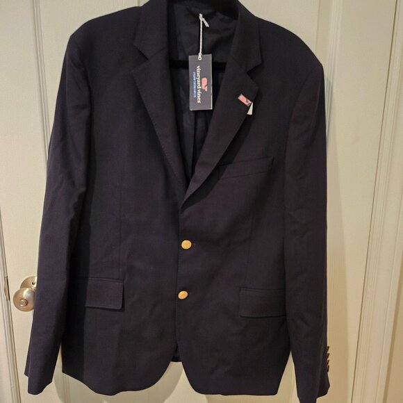 NWT Vineyard Vines Boathouse Performance Wool Blazer Jacket Blue 46R - Picture 1 of 5